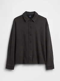 French Terry Oversized Button-Front Shirt