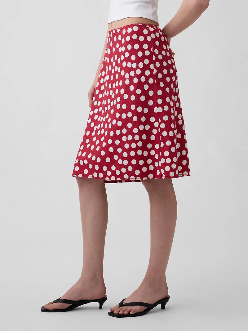 Linen-Blend Dotted Skirt