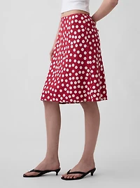 Linen-Blend Dotted Skirt