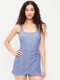 Pique Side-Tie Swim Dress