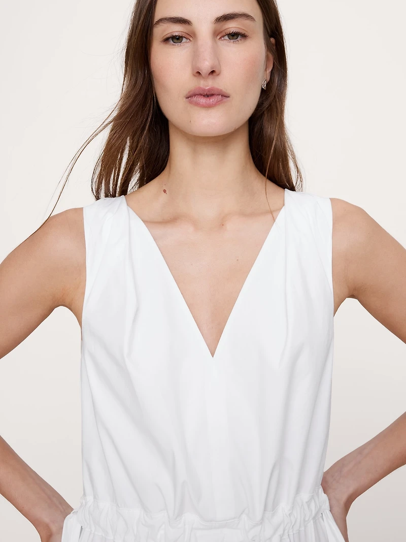 Twisted Shoulder Poplin Maxi Dress