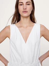 Twisted Shoulder Poplin Maxi Dress