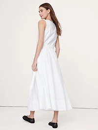 Twisted Shoulder Poplin Maxi Dress