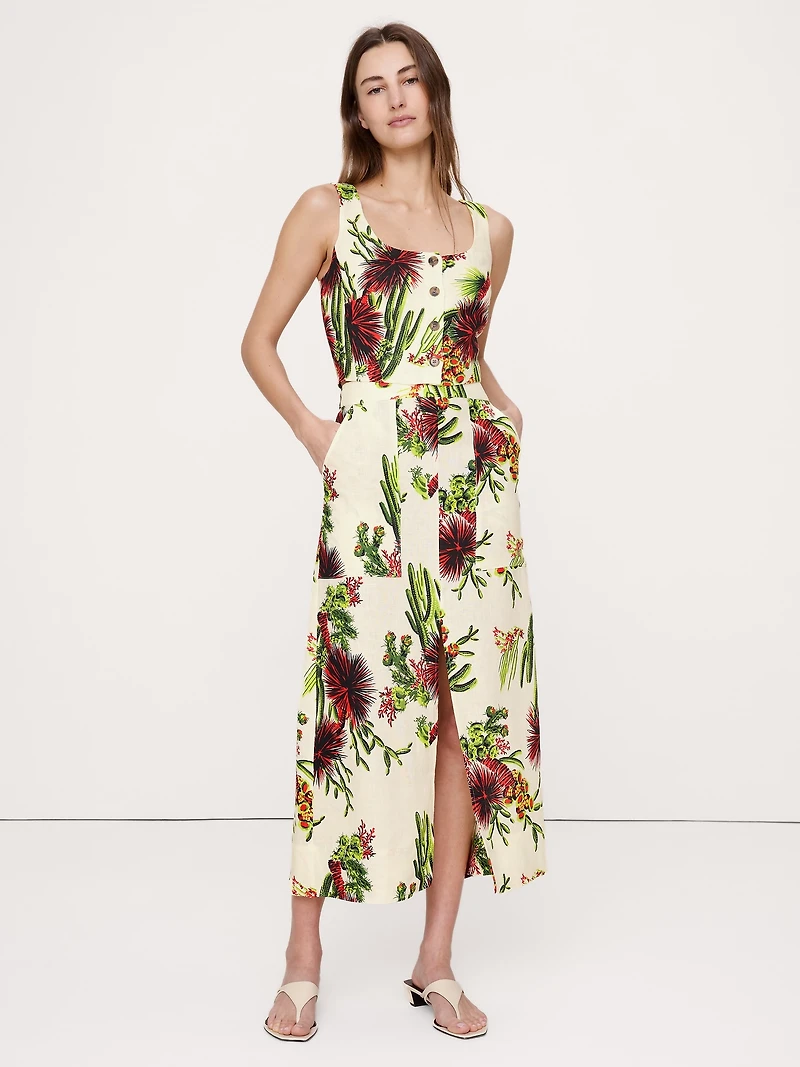 Linen Square-Neck Cropped Tank