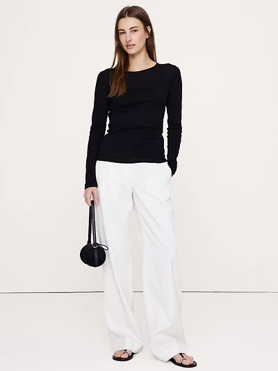 Airy Cotton Layered Long-Sleeve T-Shirt