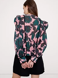 Lightweight Cotton Puff-Sleeve Top