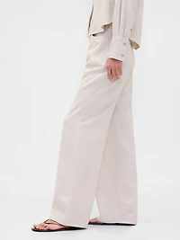 Linen-Cotton Wide-Leg Pants