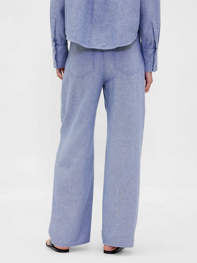 Linen-Cotton Wide-Leg Pants