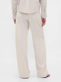 Linen-Cotton Wide-Leg Pants