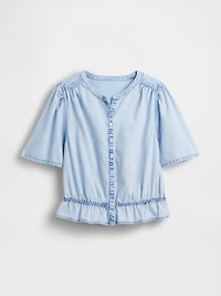 Denim Peplum Crop Top