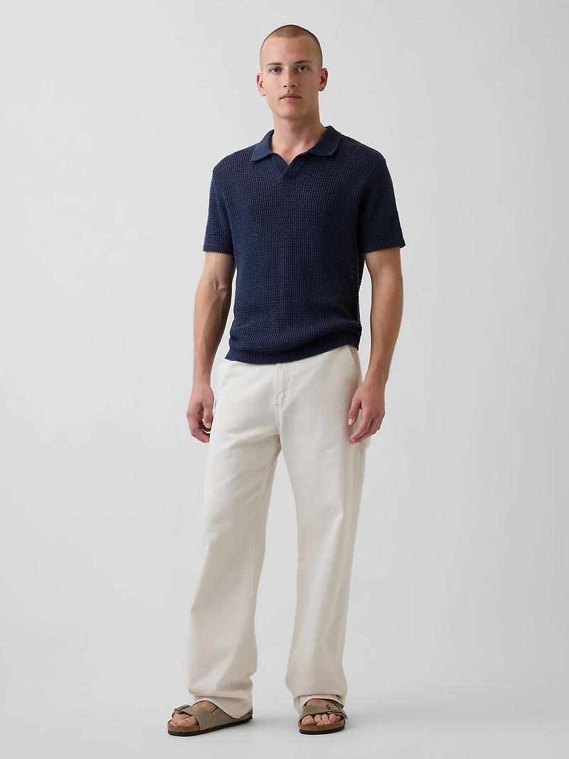 Mesh Polo Shirt Sweater