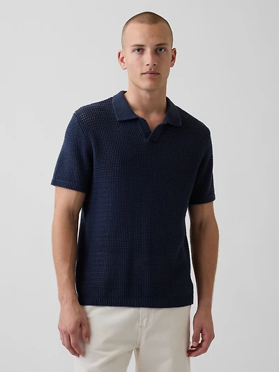 Mesh Polo Shirt Sweater