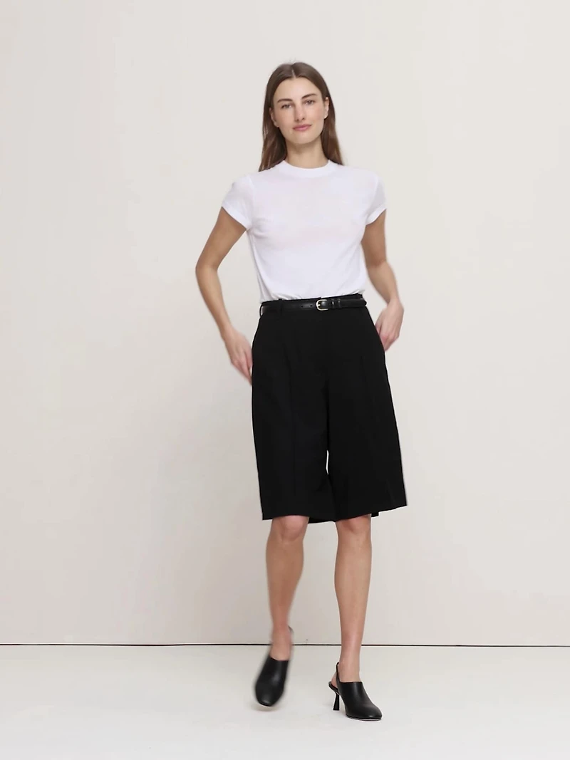High-Rise Italian Wool Bermuda Short