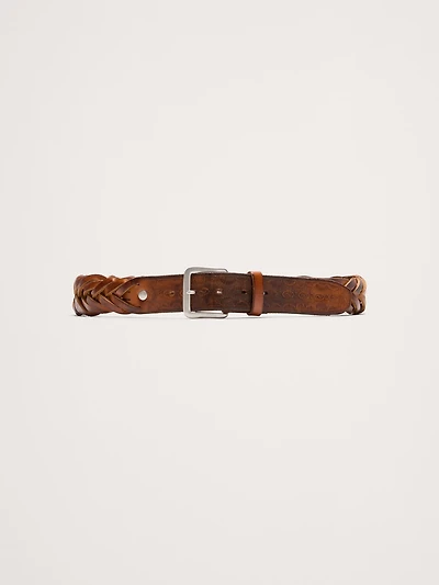 Braided Embossed Leather Belt