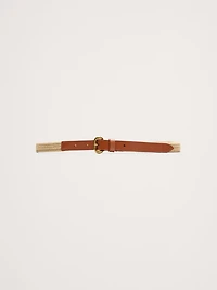 Slim Braided Cotton Belt With Leather