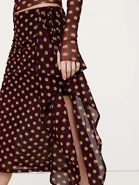 Layered Mesh Wrap Skirt