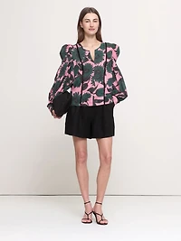 Lightweight Cotton Puff-Sleeve Top
