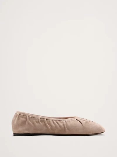Ruched Suede Ballet Flat