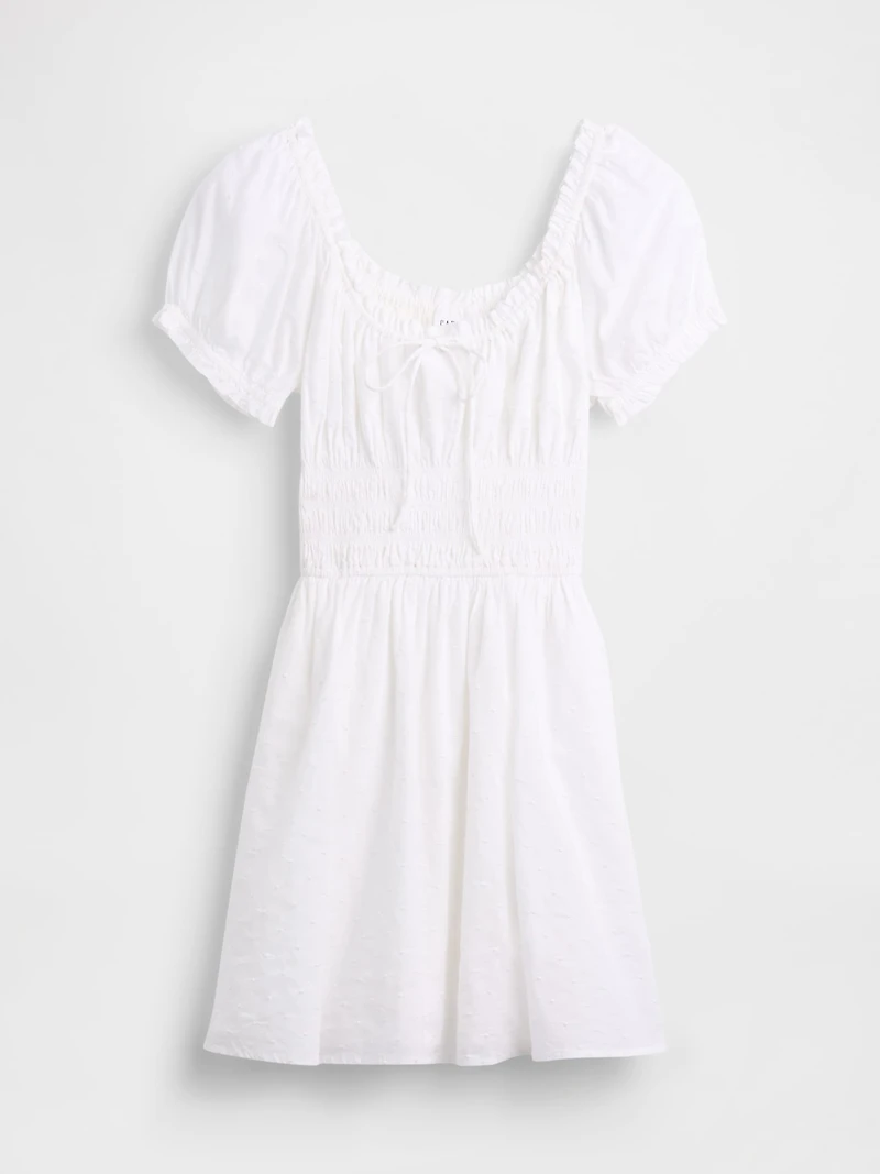 Smocked-Waist Mini Dress