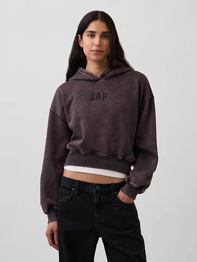VintageSoft Crop Logo Hoodie