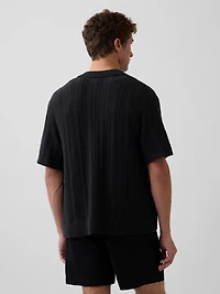 Herringbone Crochet Sweater Shirt