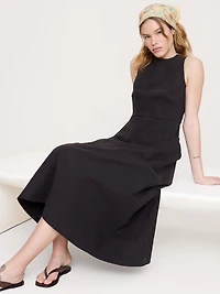Cotton Canvas Utility Pocket Maxi Dress