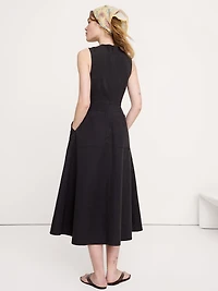 Cotton Canvas Utility Pocket Maxi Dress