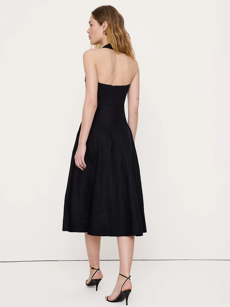 Linen Halter Midi Dress