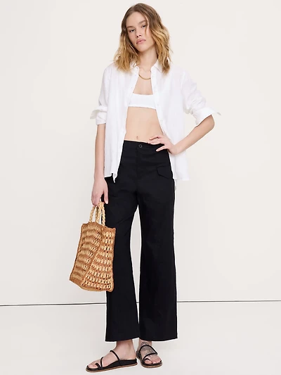 Mid-Rise Straight Utility Pant Stretch Linen-Viscose