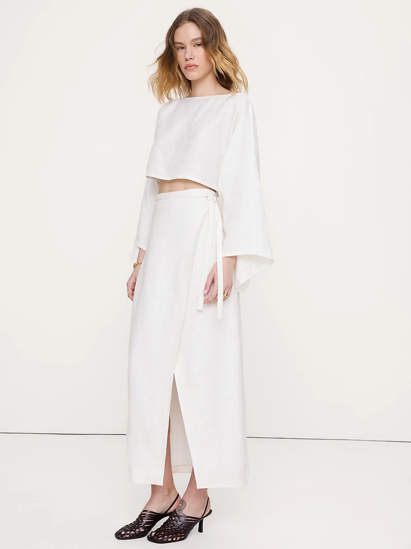 Linen Wrap Maxi Skirt