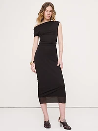 Mesh Off-Shoulder Maxi Dress