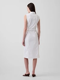 Denim Tie-Belt Midi Dress