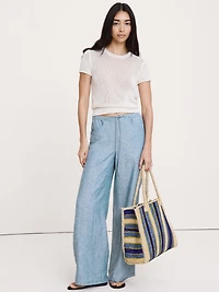 The Studio Wide-Leg Drawstring Pant Linen