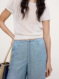 The Studio Wide-Leg Drawstring Pant Linen