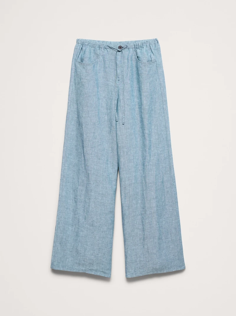The Studio Wide-Leg Drawstring Pant Linen
