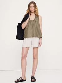 Viscose-Linen Scoop-Neck Tank