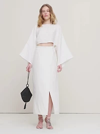 Linen Cropped Boatneck Top