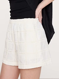 Embroidered Cotton 4" Pull-On Short