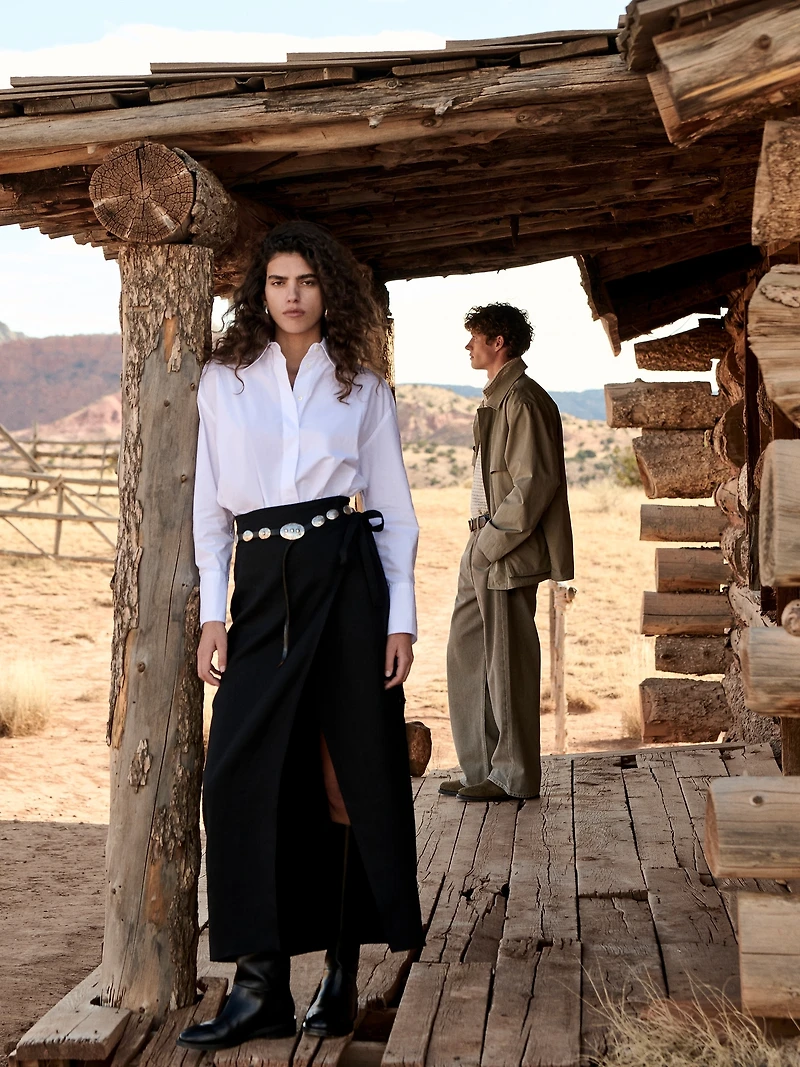 Linen Wrap Maxi Skirt