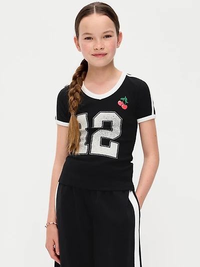 Fitted Short-Sleeve Graphic T-Shirt for Girls