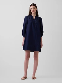 Poplin Henley Mini Dress