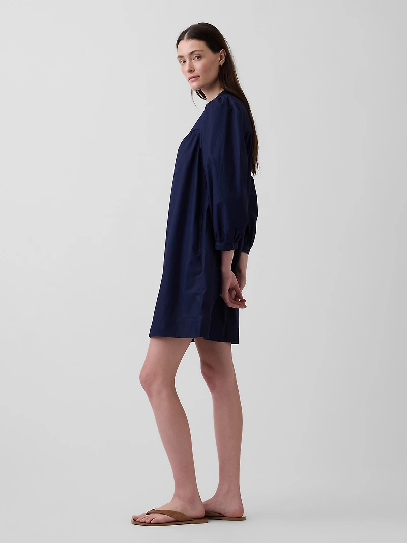 Poplin Henley Mini Dress