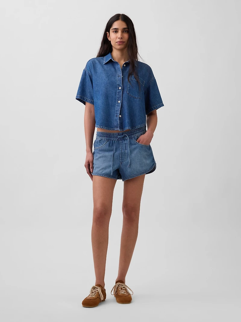 UltraSoft Denim Oversized Camp Shirt
