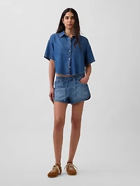 UltraSoft Denim Oversized Camp Shirt