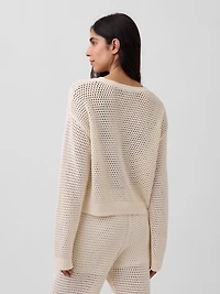 100% Cotton Crochet Relaxed Sweater