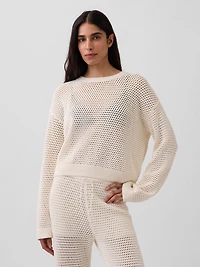 100% Cotton Crochet Relaxed Sweater