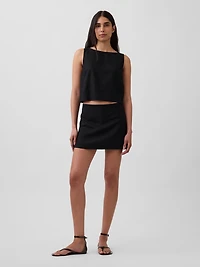 Linen-Blend Crop Shell Tank Top