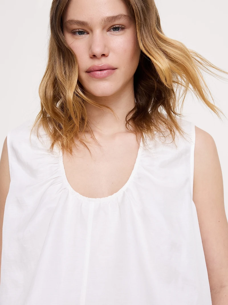 Viscose-Linen Scoop-Neck Tank