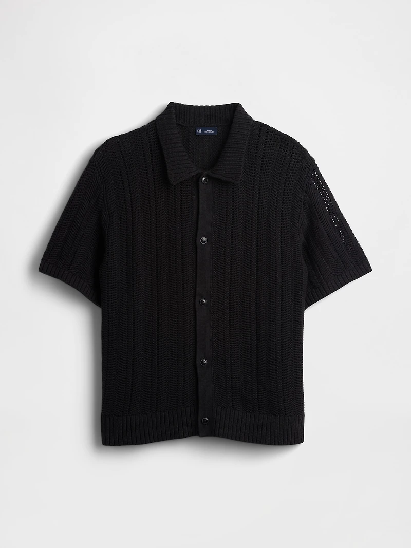 Herringbone Crochet Sweater Shirt