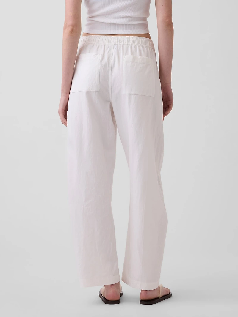 Linen-Blend Easy Barrel Pants